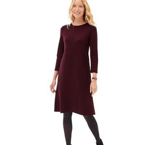TALL J. Jill Ponte Knit Burgundy & Black Geometric Diamond Pattern Dress S Tall